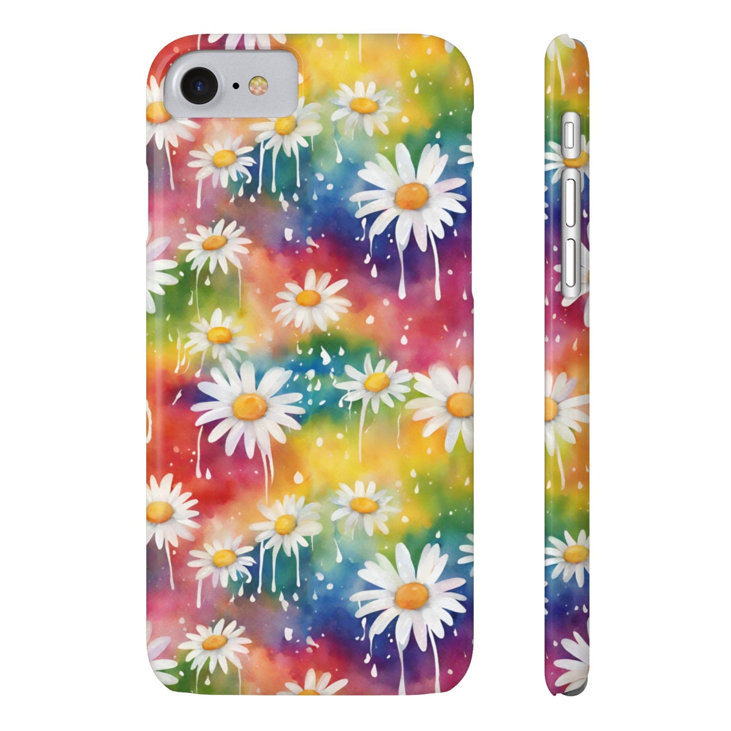 Daisy Rainbow Storm Slim Phone Case Protects And Beautifies