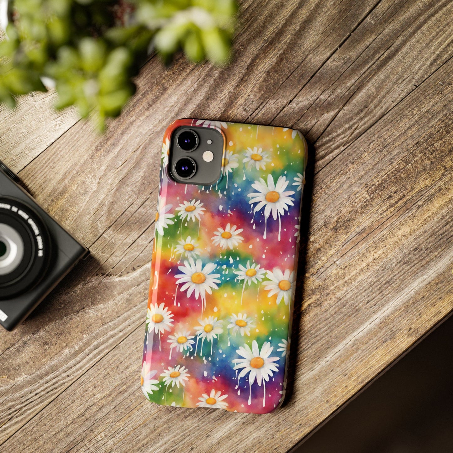 Daisy Rainbow Storm Slim Phone Case Protects And Beautifies
