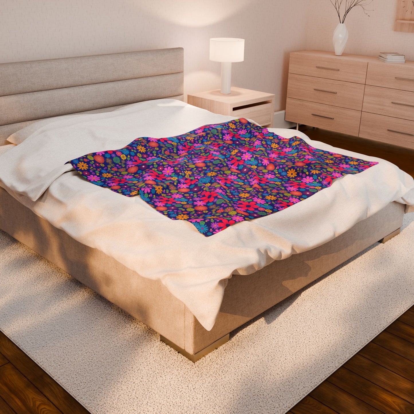 Colorful Floral Plush Blanket