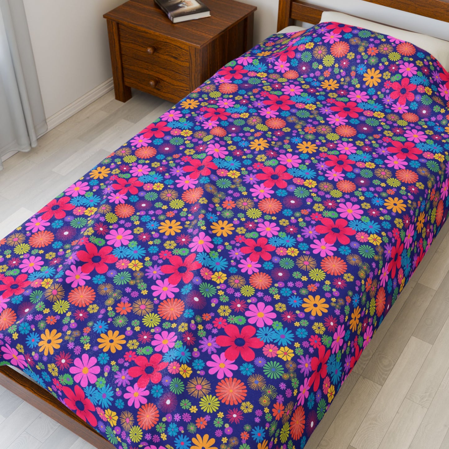 Colorful Floral Plush Blanket