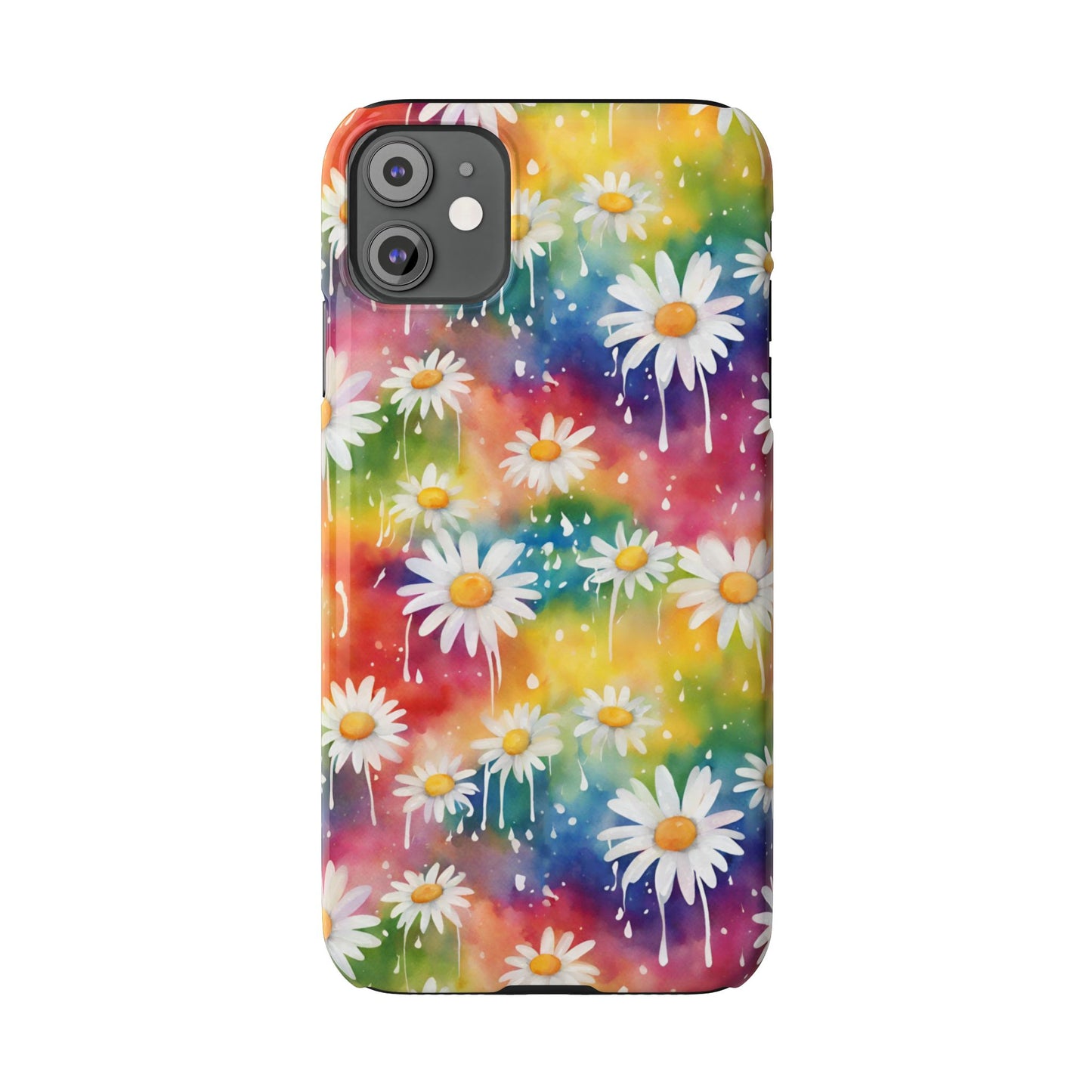 Daisy Rainbow Storm Slim Phone Case Protects And Beautifies