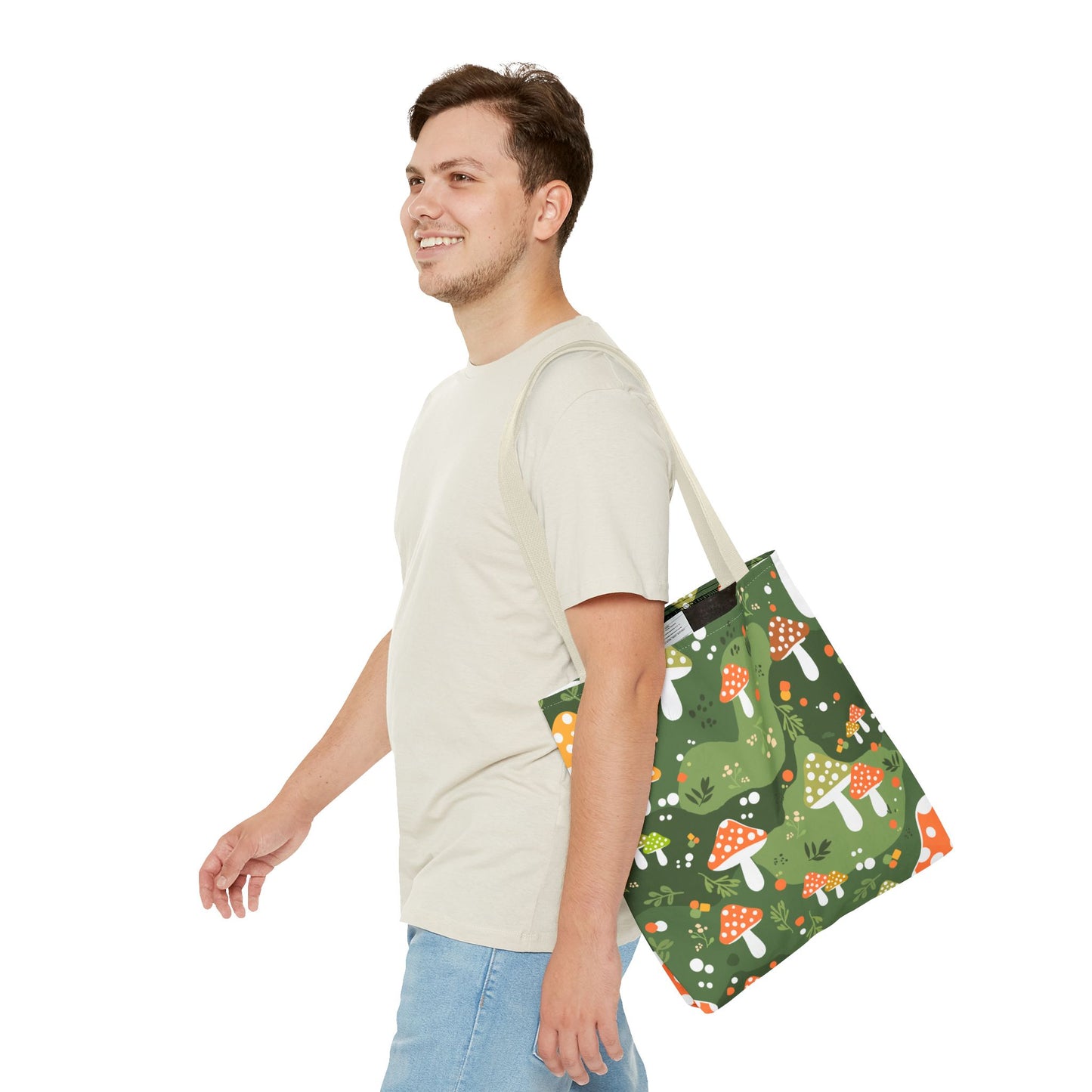 Mushroom Tote Bag with Folk Art Design