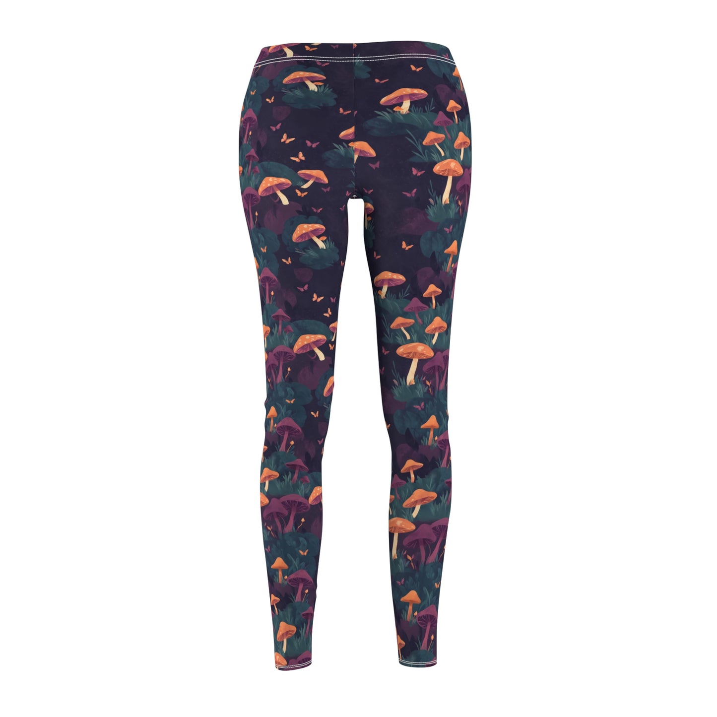 Witchy Mushroom And Moth Leggings | Cute Witchy Leggins | Mushroom Yoga Pants | Cute Mushroom Pants | Hippie Pants