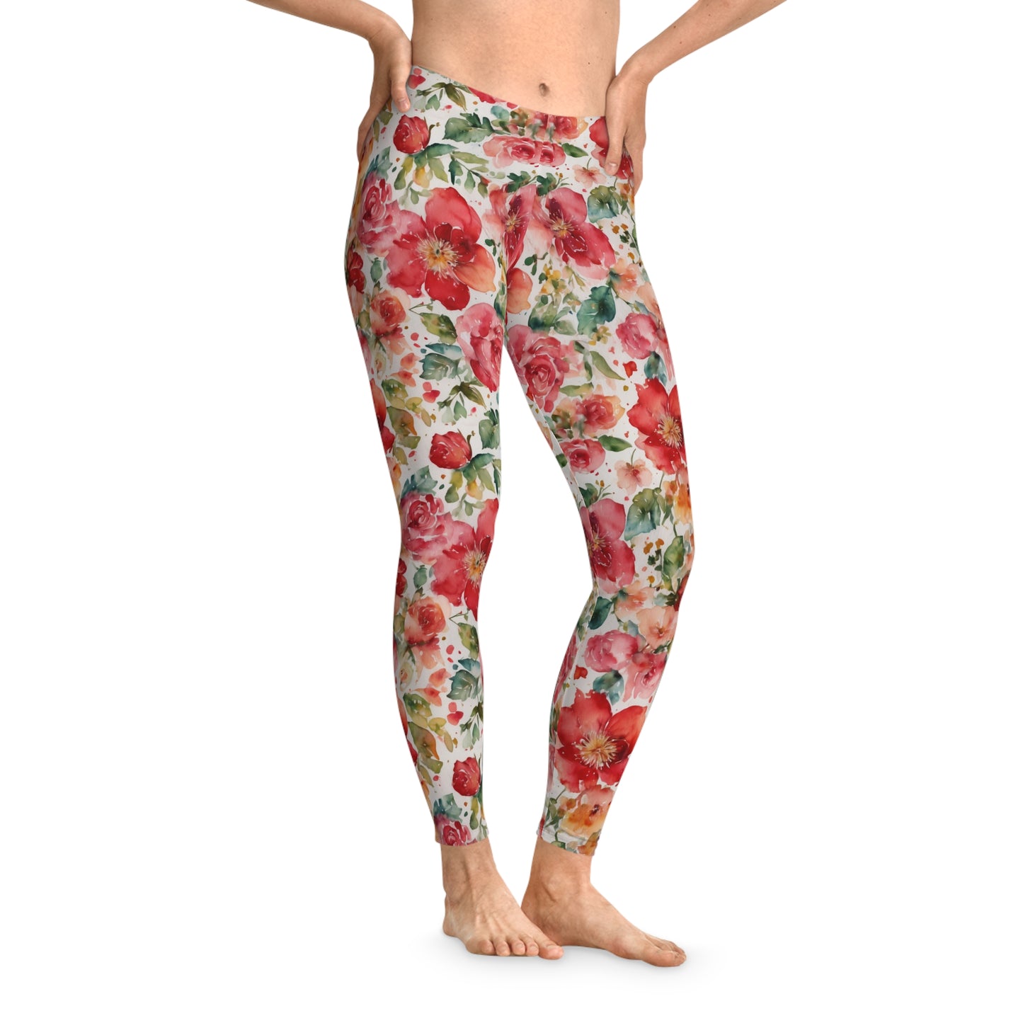 Beautiful Valentine Roses | Stretchy Leggings | Yoga Leggings | Floral Pants | Workout Leggings