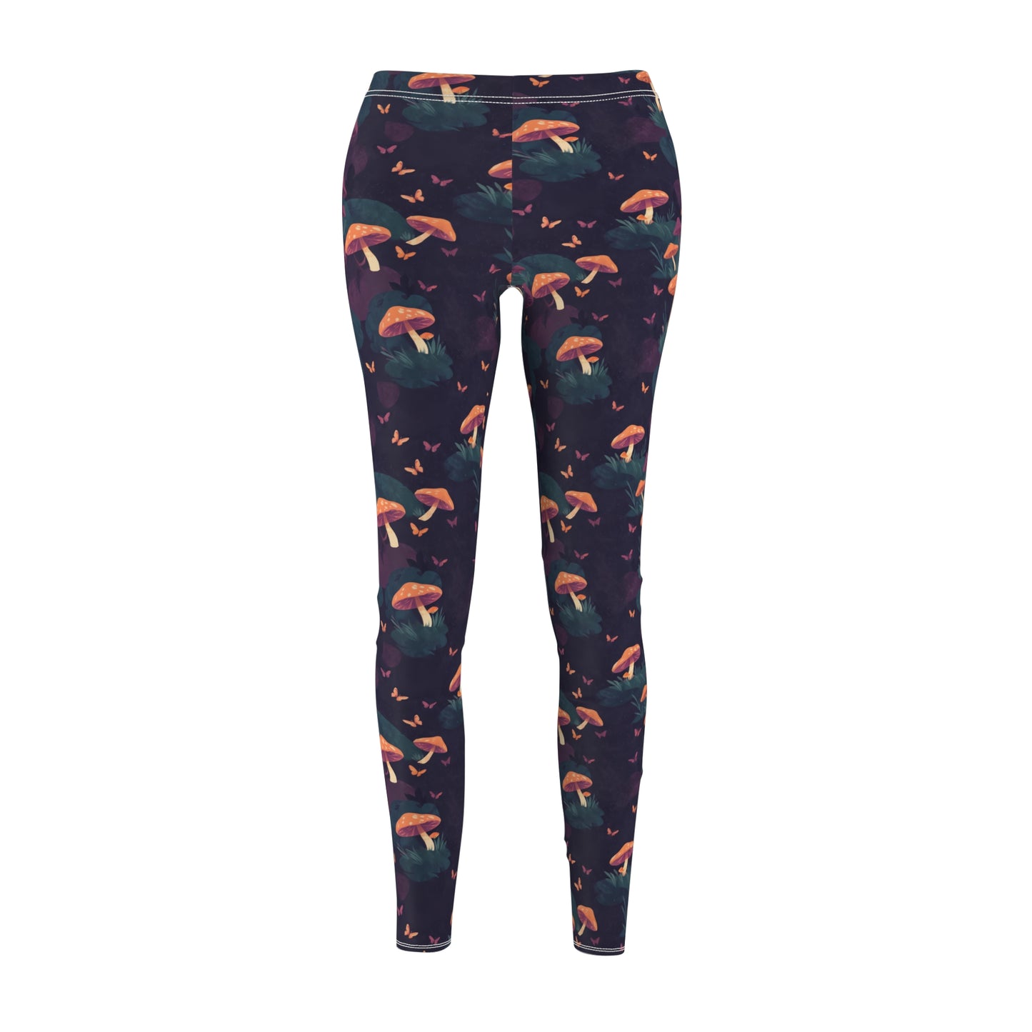 Witchy Mushroom And Moth Leggings | Cute Witchy Leggins | Mushroom Yoga Pants | Cute Mushroom Pants | Hippie Pants