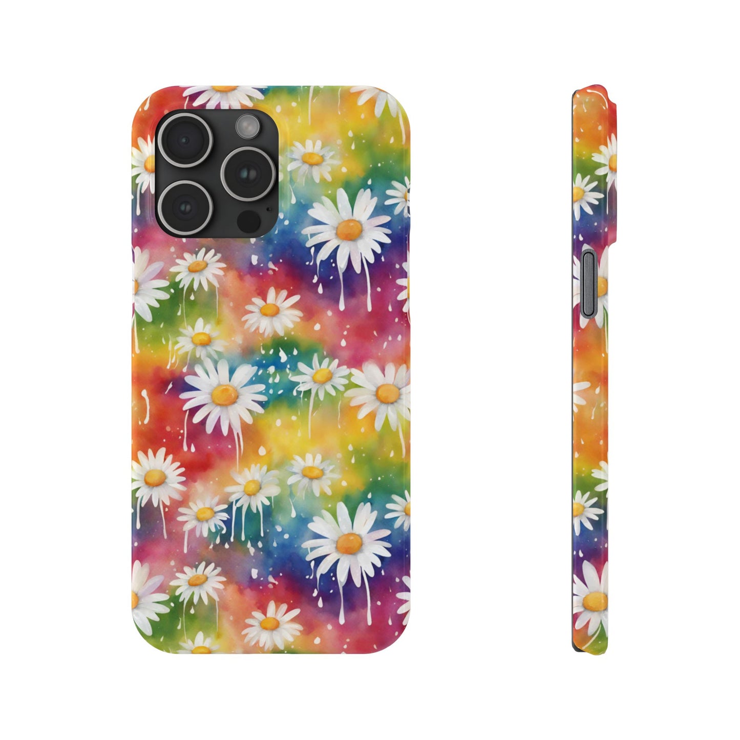 Daisy Rainbow Storm Slim Phone Case Protects And Beautifies