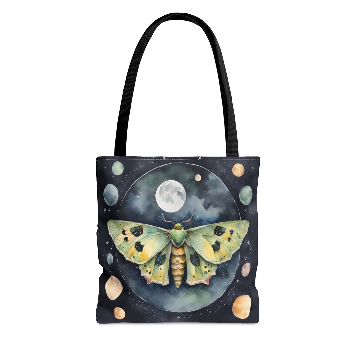 Midnight Moth Magic | Tote Bag | Black Tote Bag | Boho Tote Bag | Magical Wicca Floral | Shoulder Bag | Moth Tote Bag