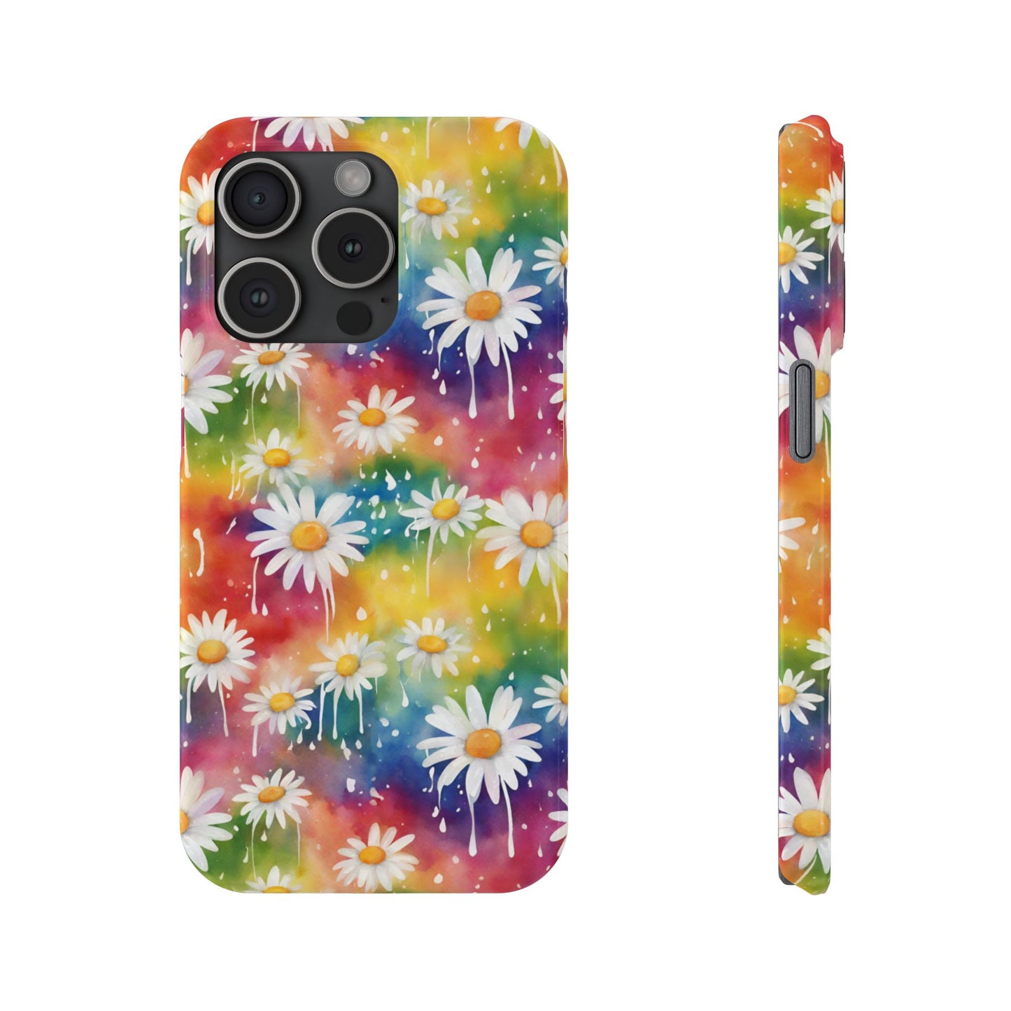 Daisy Rainbow Storm Slim Phone Case Protects And Beautifies
