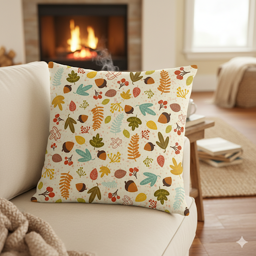 Cozy Floral Throw Pillow | Botanical Cushion, Home Decor, Autumn Vibes, Gift for Her, Sofa Accent Pillow