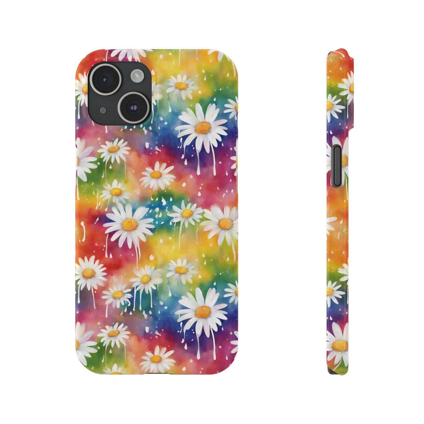 Daisy Rainbow Storm Slim Phone Case Protects And Beautifies