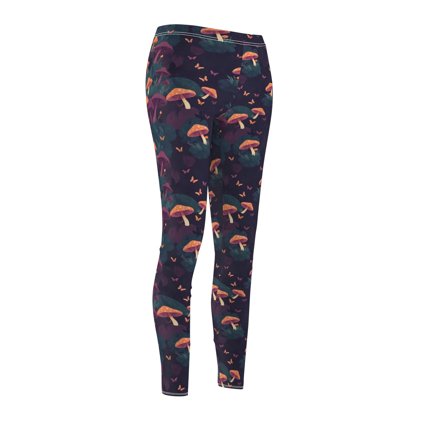 Witchy Mushroom And Moth Leggings | Cute Witchy Leggins | Mushroom Yoga Pants | Cute Mushroom Pants | Hippie Pants
