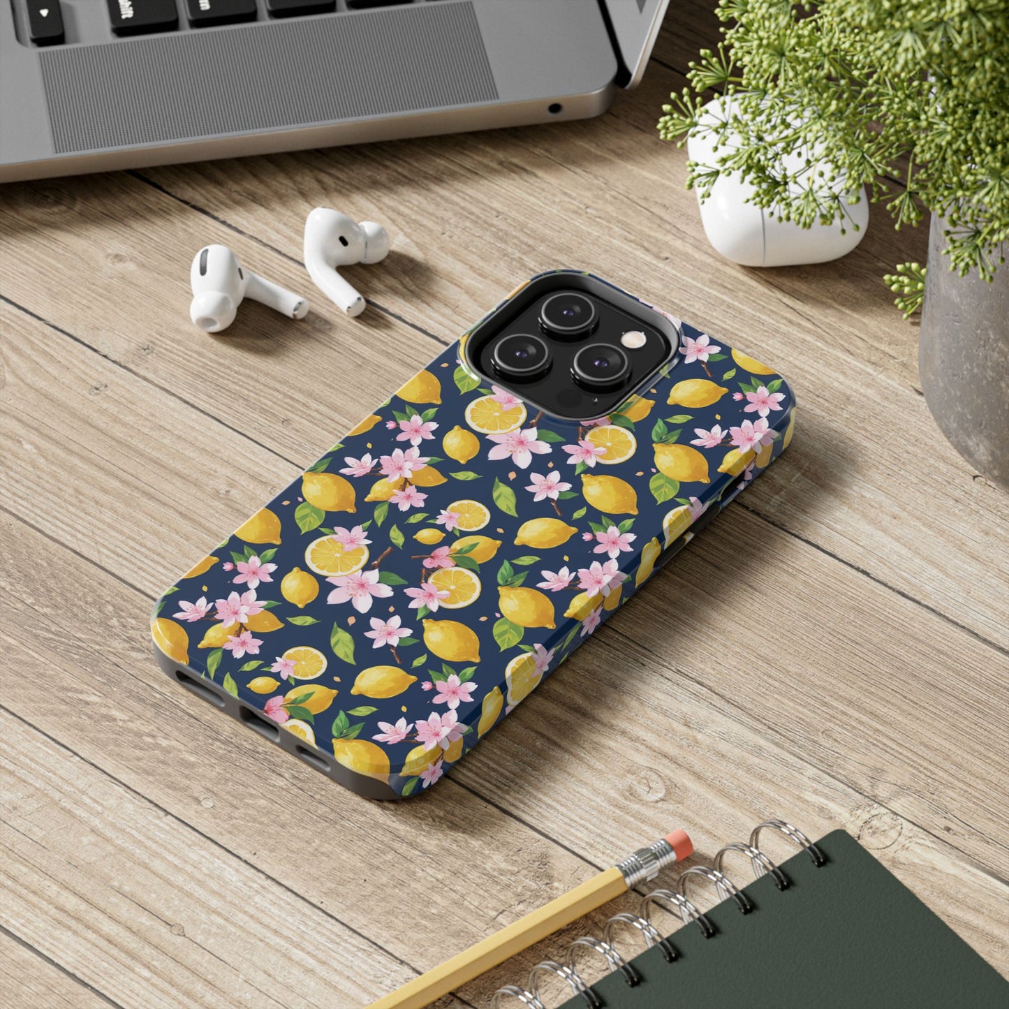 Lemon cherry blossom Tough Phone Cases