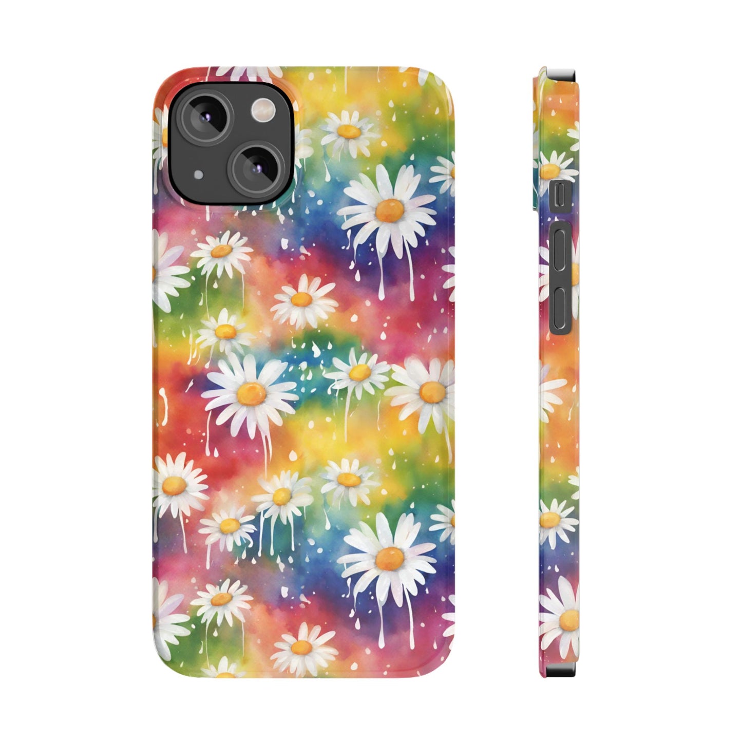 Daisy Rainbow Storm Slim Phone Case Protects And Beautifies