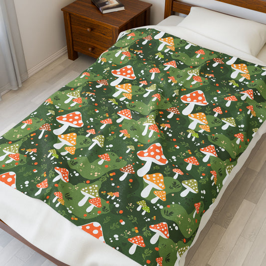Enchanting Mushroom Pattern Soft Plush Blanket