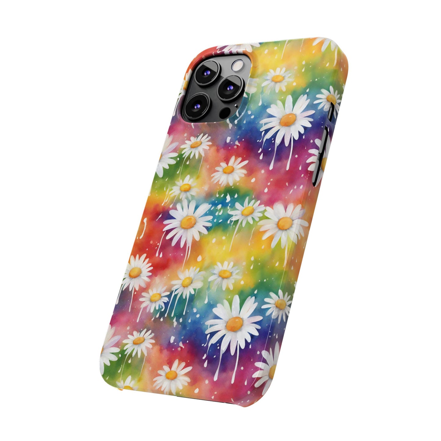 Daisy Rainbow Storm Slim Phone Case Protects And Beautifies
