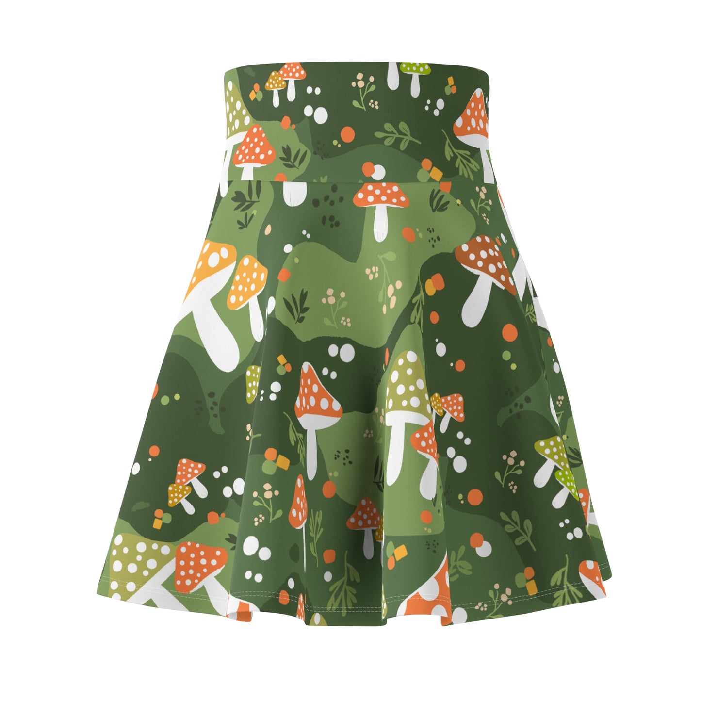 Skater Skirt - Mushroom and Foliage Pattern - Nature-Inspired