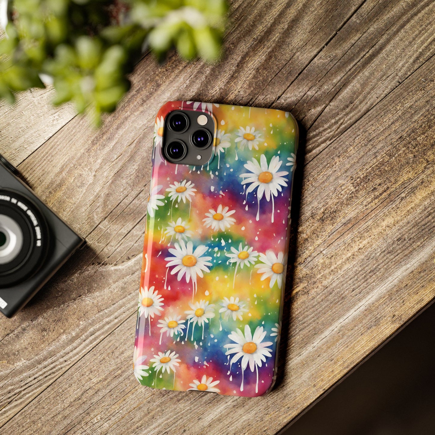 Daisy Rainbow Storm Slim Phone Case Protects And Beautifies