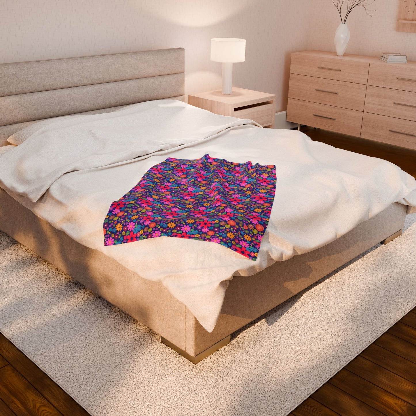 Colorful Floral Plush Blanket