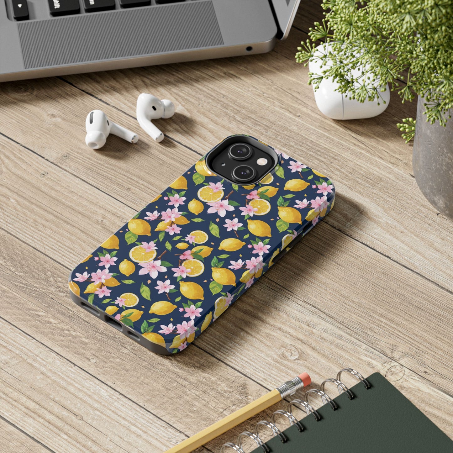 Lemon cherry blossom Tough Phone Cases