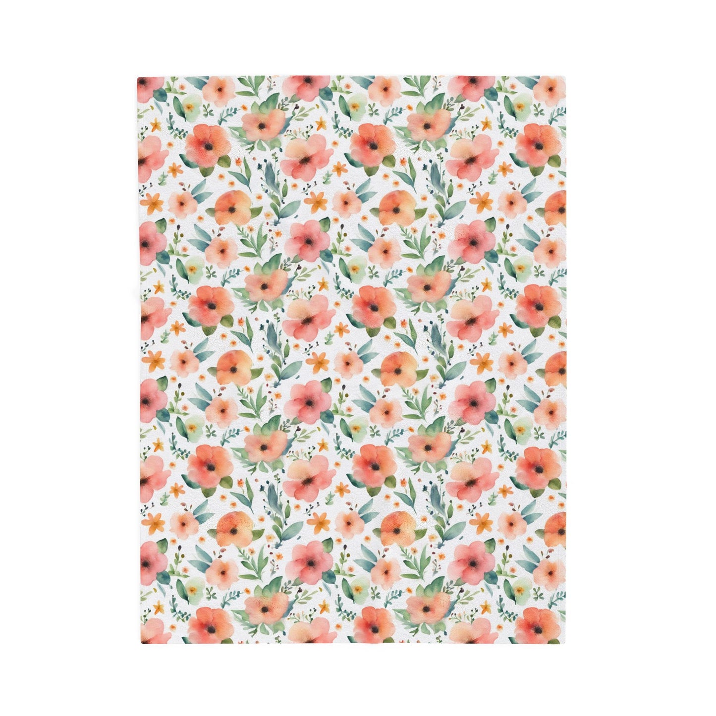 Watercolor Floral Print Soft Plush Blanket