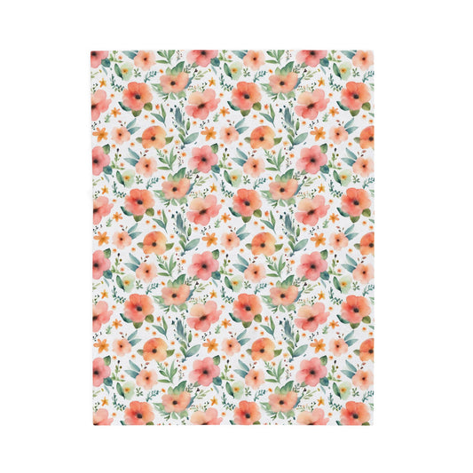 Watercolor Floral Print Soft Plush Blanket