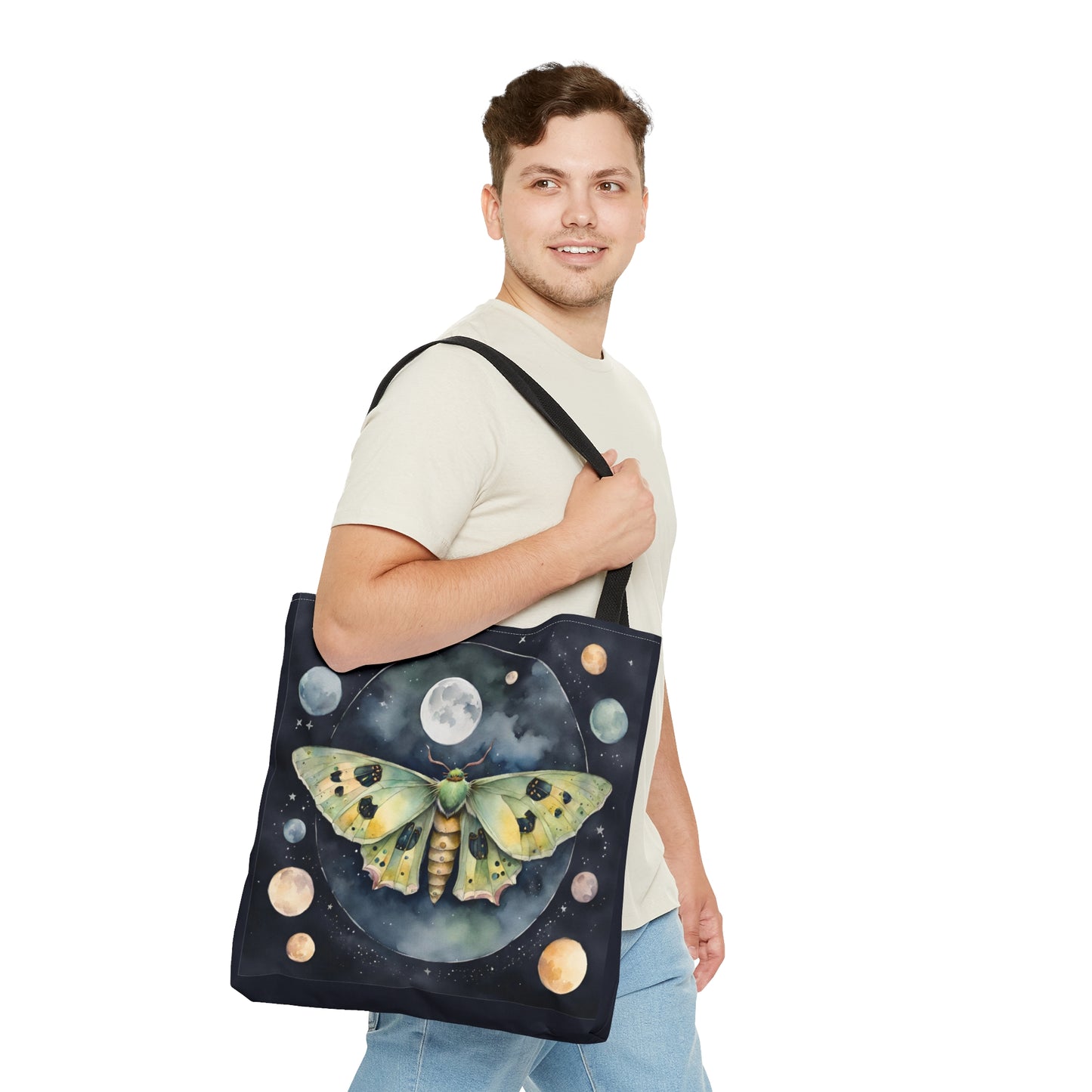 Midnight Moth Magic | Tote Bag | Black Tote Bag | Boho Tote Bag | Magical Wicca Floral | Shoulder Bag | Moth Tote Bag