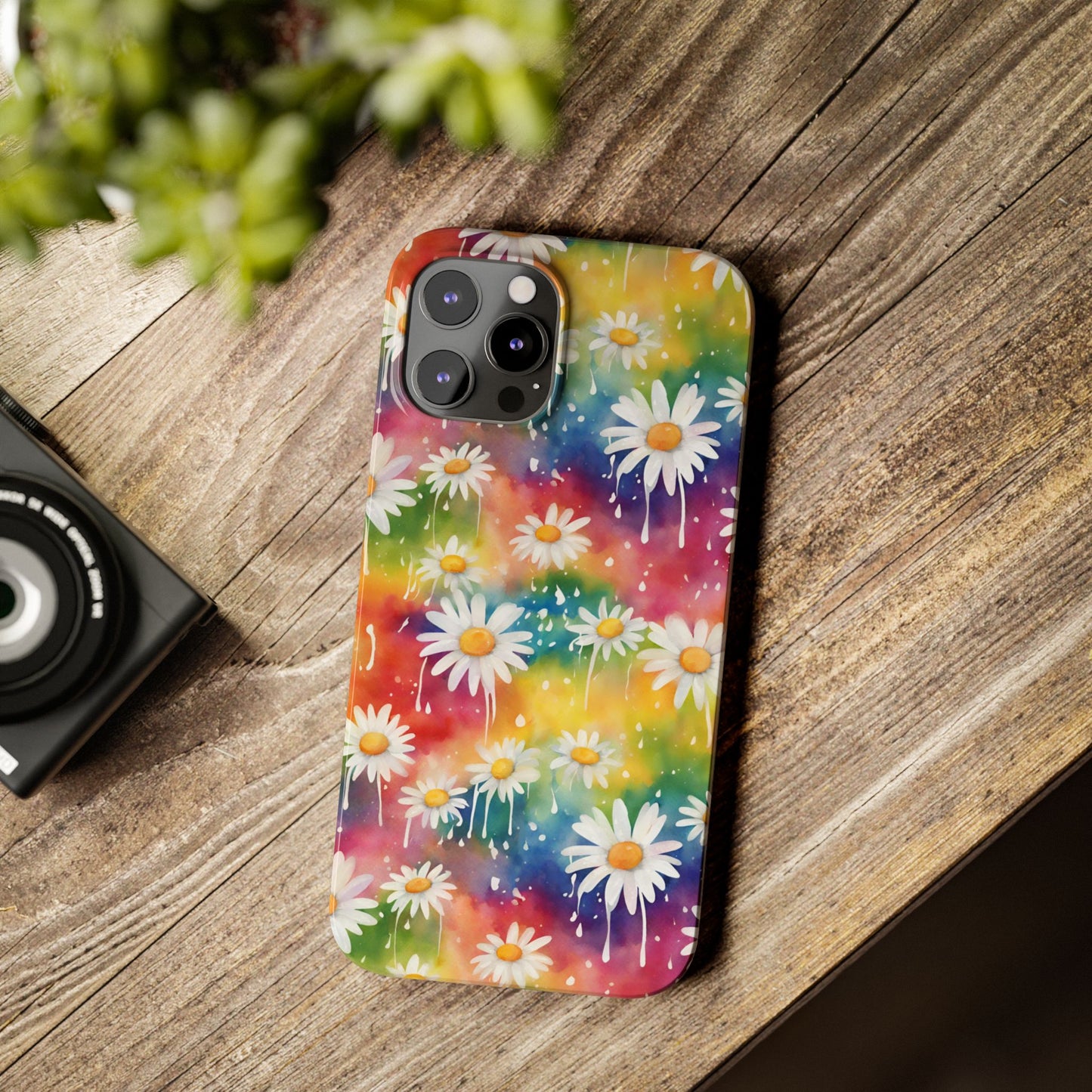 Daisy Rainbow Storm Slim Phone Case Protects And Beautifies