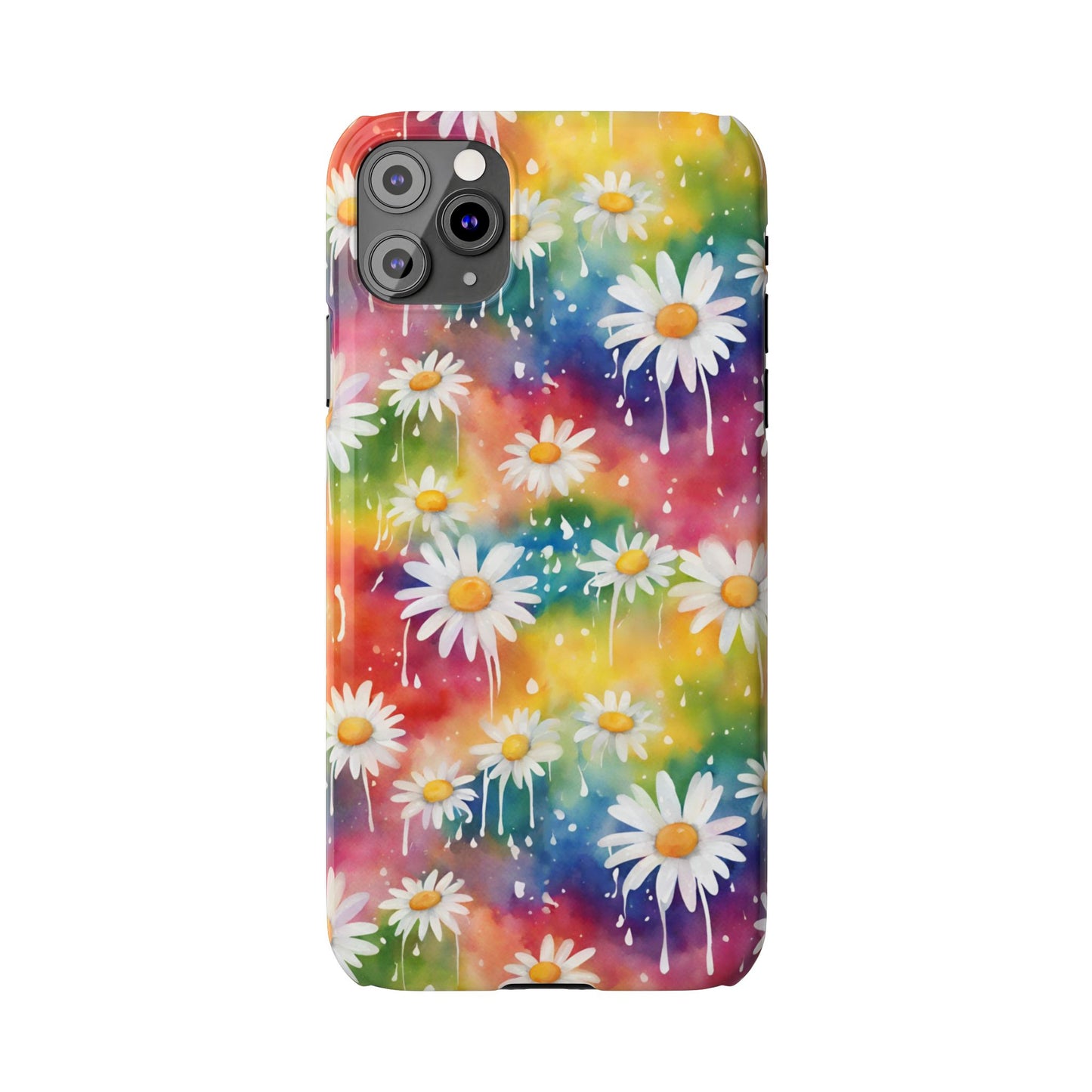 Daisy Rainbow Storm Slim Phone Case Protects And Beautifies