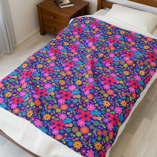 Colorful Floral Plush Blanket