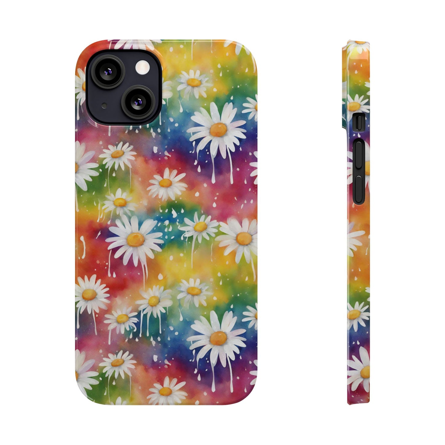 Daisy Rainbow Storm Slim Phone Case Protects And Beautifies