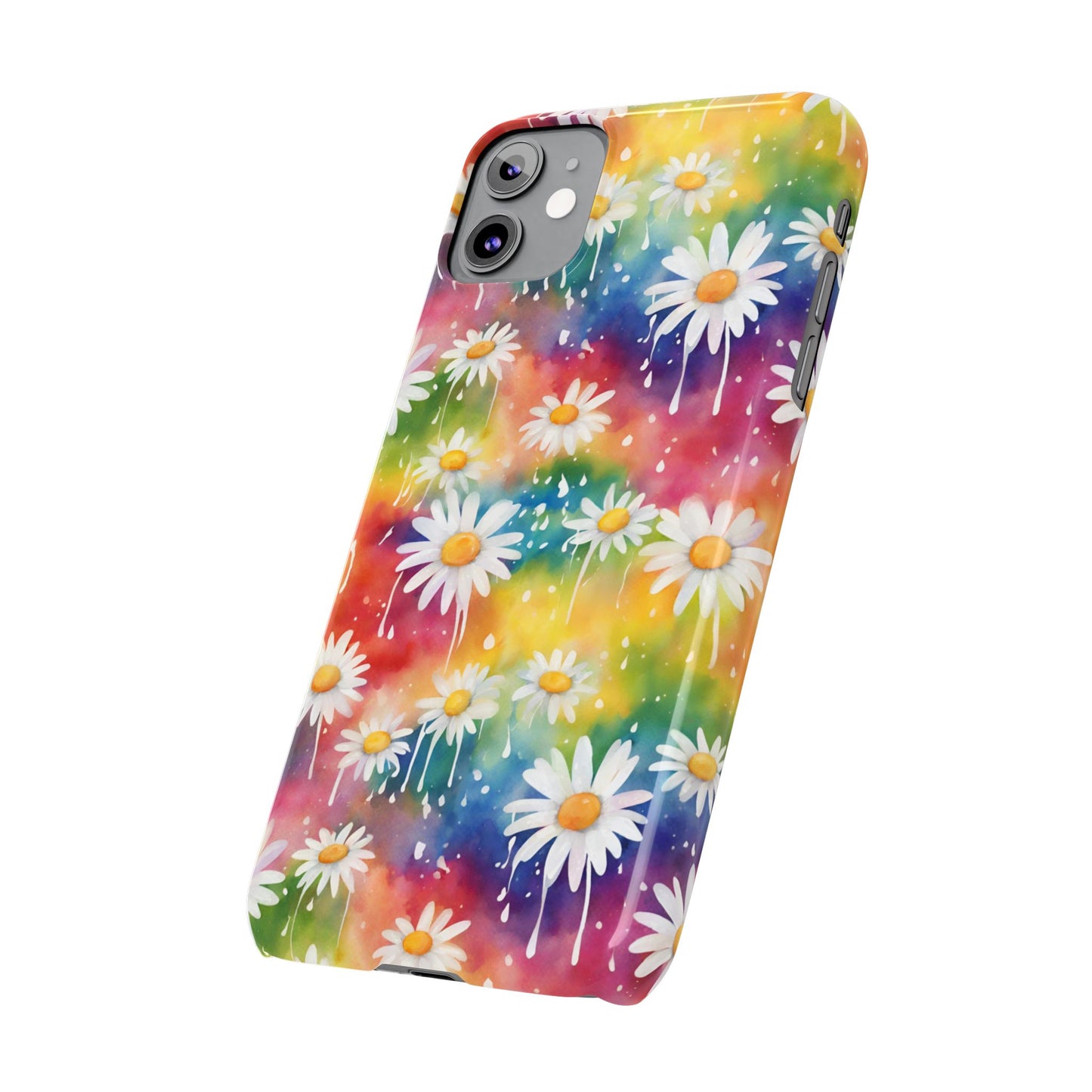 Daisy Rainbow Storm Slim Phone Case Protects And Beautifies