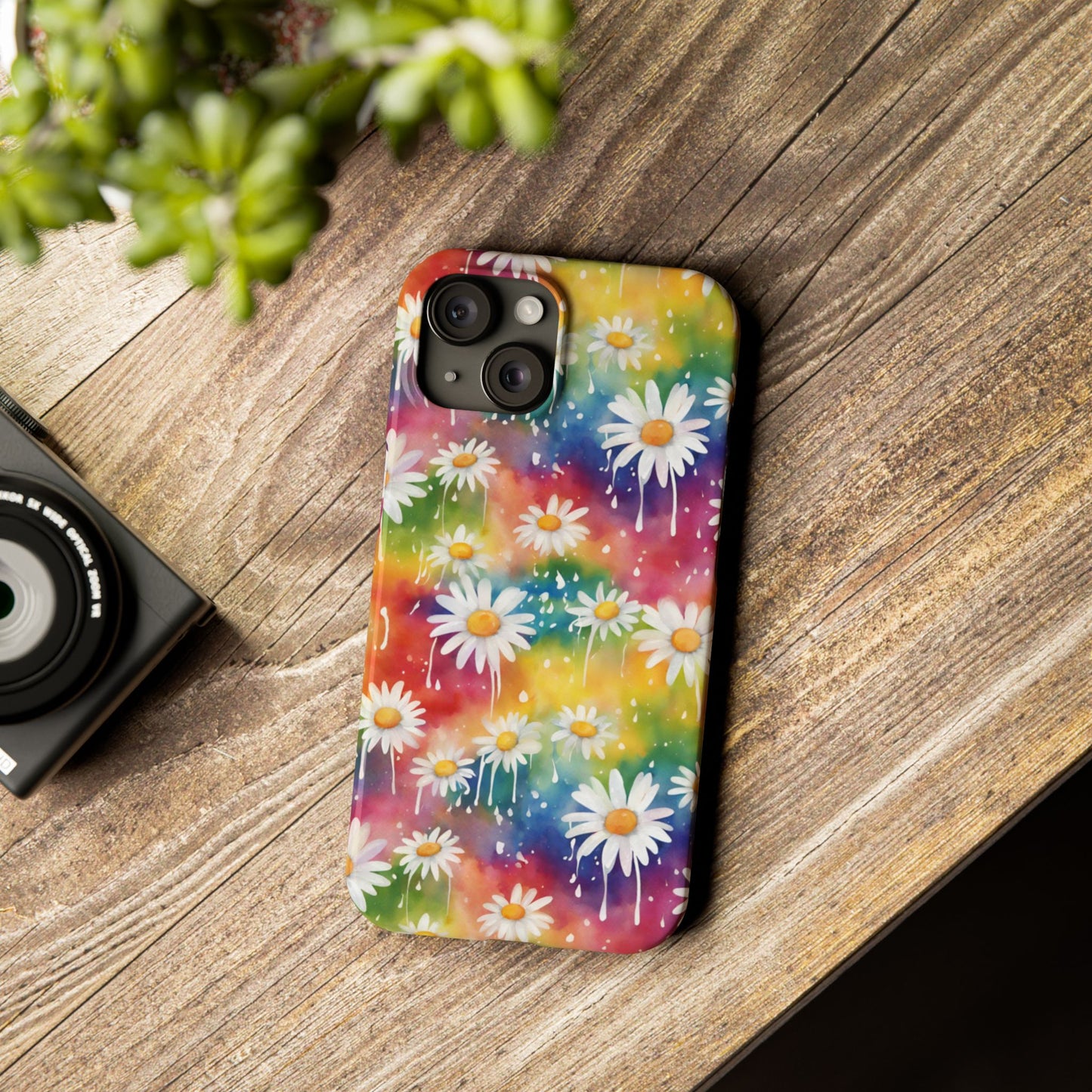 Daisy Rainbow Storm Slim Phone Case Protects And Beautifies