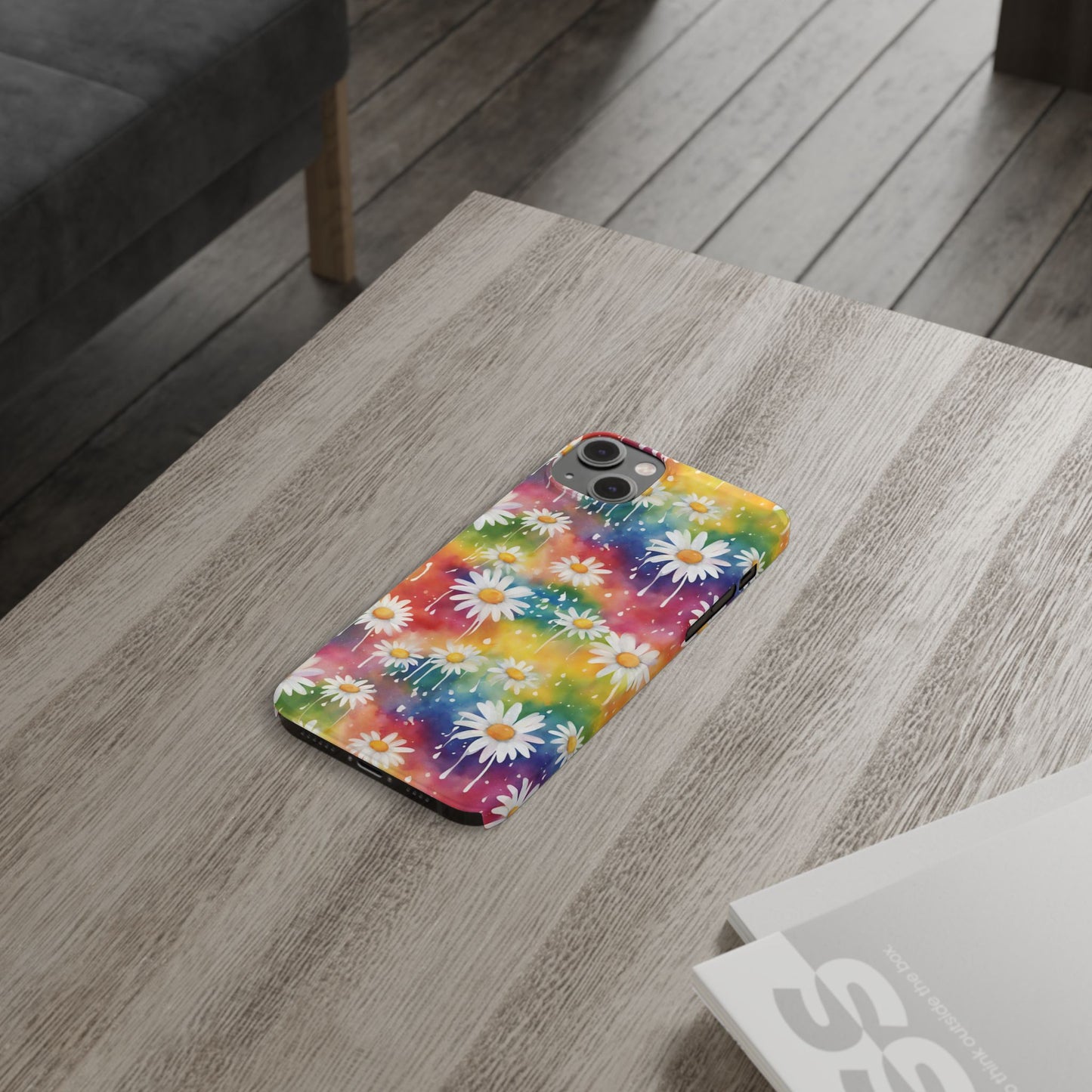 Daisy Rainbow Storm Slim Phone Case Protects And Beautifies