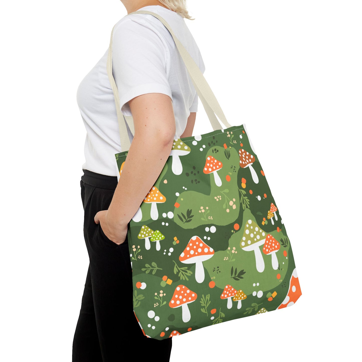 Mushroom Tote Bag with Folk Art Design