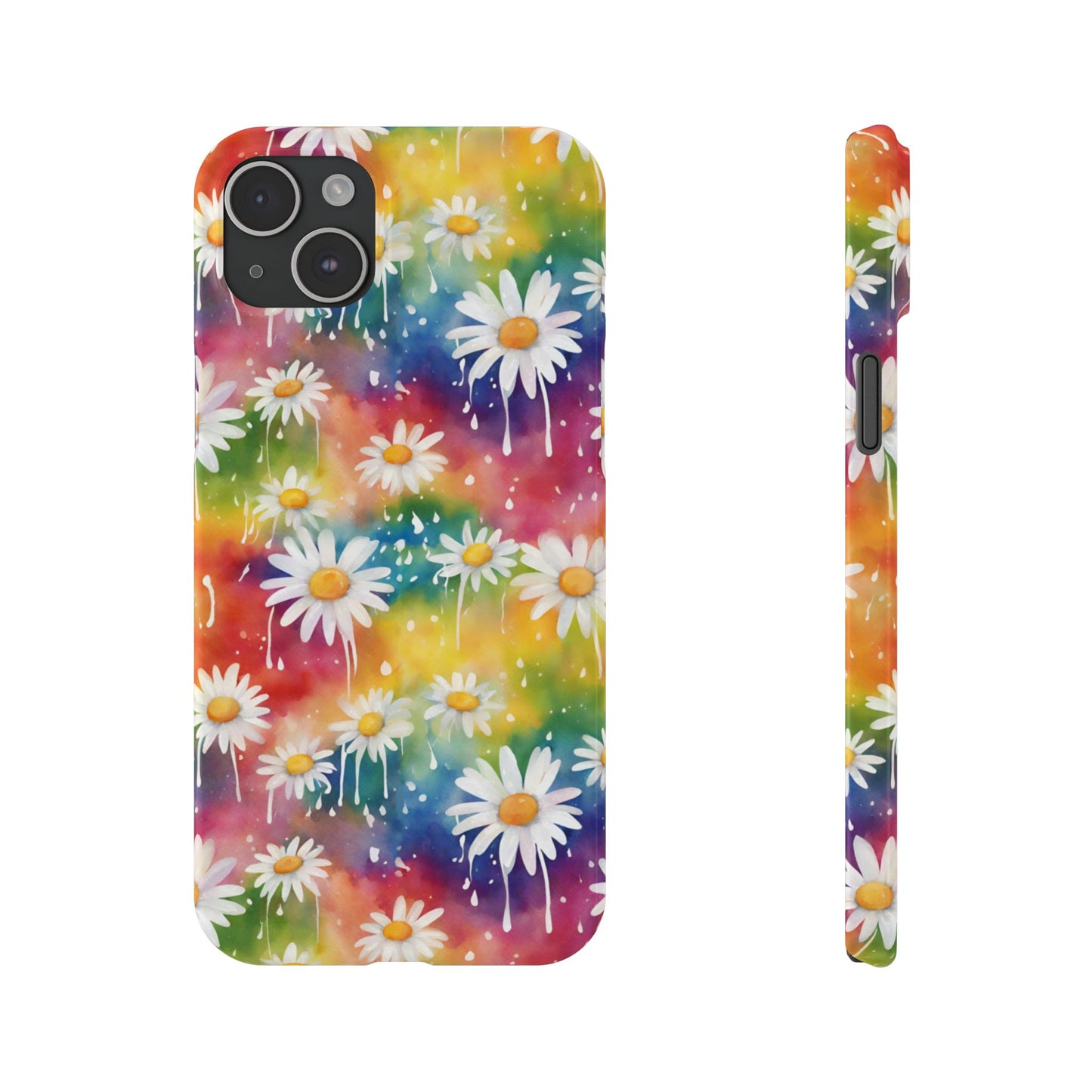 Daisy Rainbow Storm Slim Phone Case Protects And Beautifies