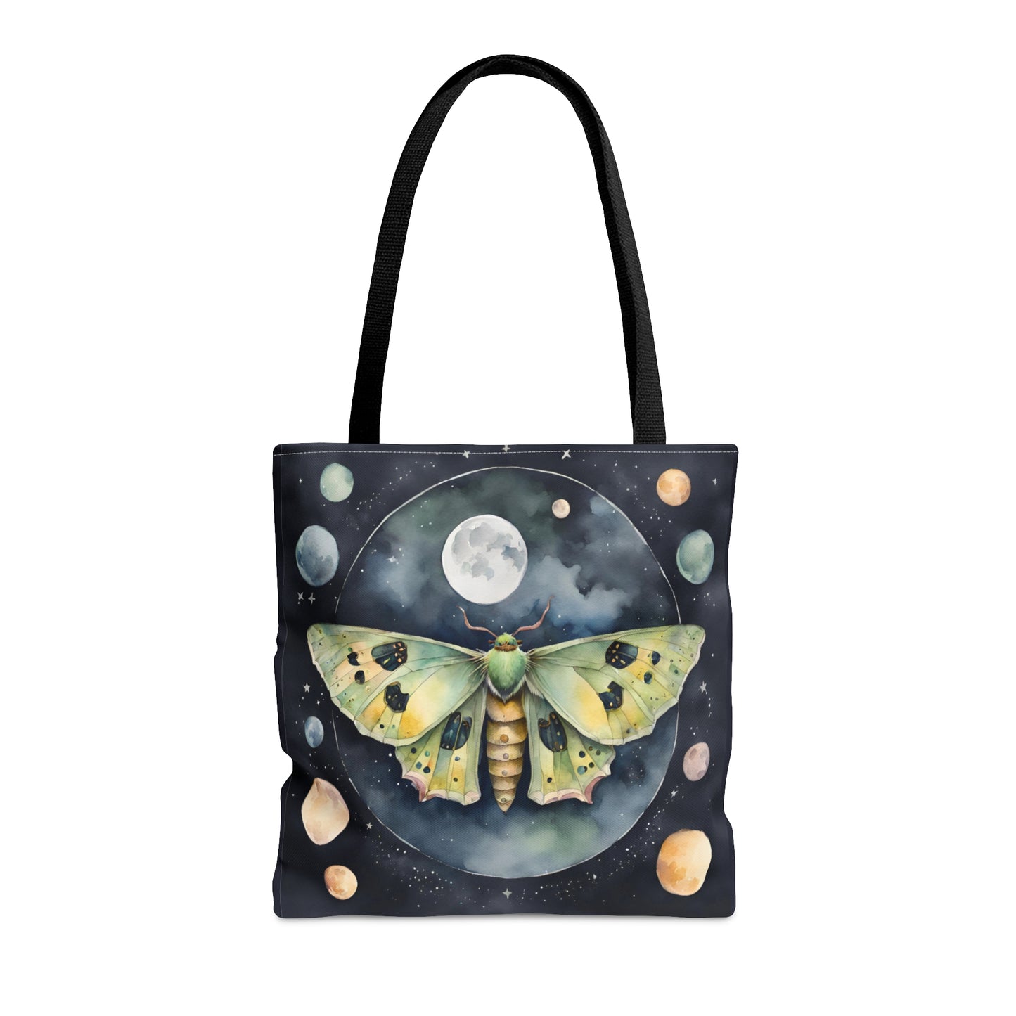 Midnight Moth Magic | Tote Bag | Black Tote Bag | Boho Tote Bag | Magical Wicca Floral | Shoulder Bag | Moth Tote Bag
