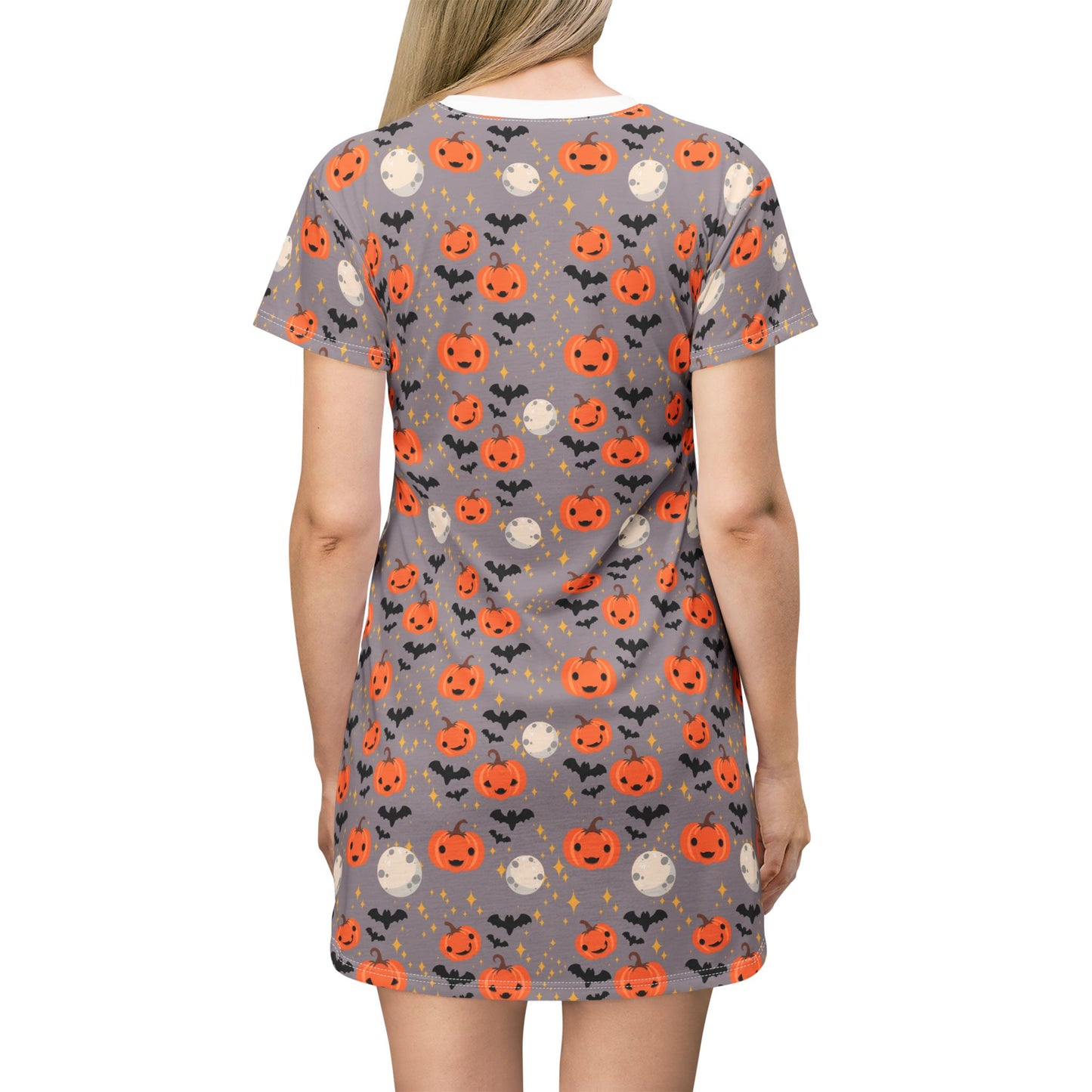 Halloween Pumpkin T-Shirt Dress, Cute Spooky Dress, Fall Fashion, Halloween Party Outfit, Casual Wear for Kids, Gift Idea