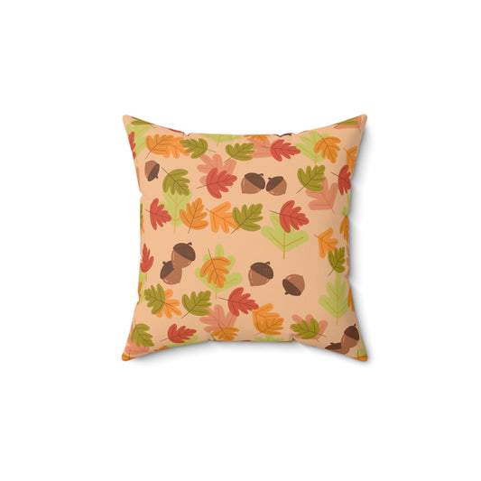 Autumn Leaves Decorative Pillow - Cozy Fall Home Decor, Acorn Throw Cushion, Seasonal Accent, Perfect for Thanksgiving and Harvest
