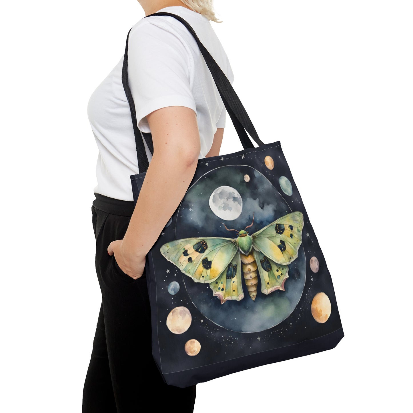 Midnight Moth Magic | Tote Bag | Black Tote Bag | Boho Tote Bag | Magical Wicca Floral | Shoulder Bag | Moth Tote Bag