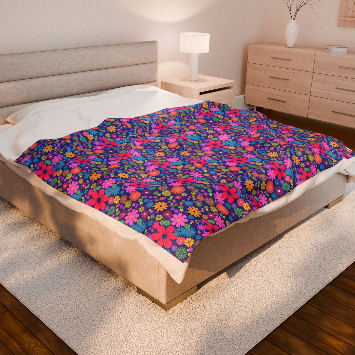 Colorful Floral Plush Blanket