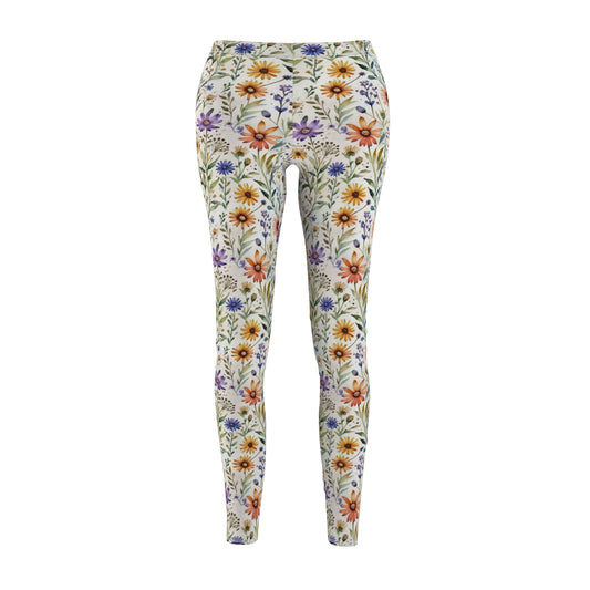 Boho Wildflower Leggings Cottagecore Floral Yoga Pants