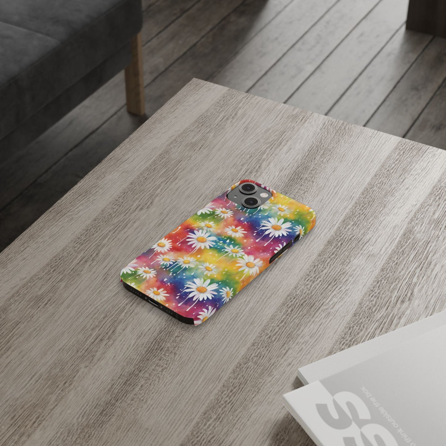 Daisy Rainbow Storm Slim Phone Case Protects And Beautifies