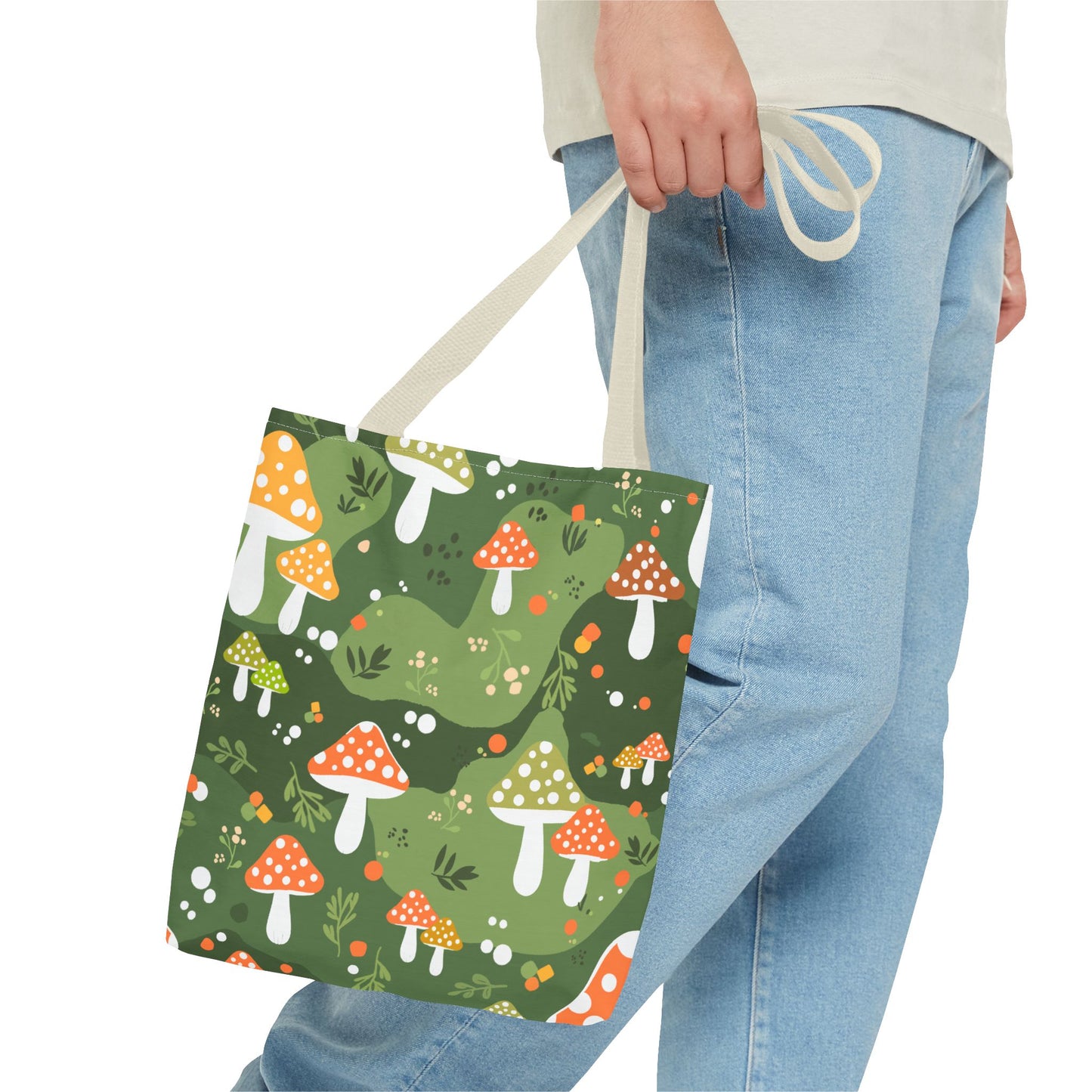 Mushroom Tote Bag with Folk Art Design