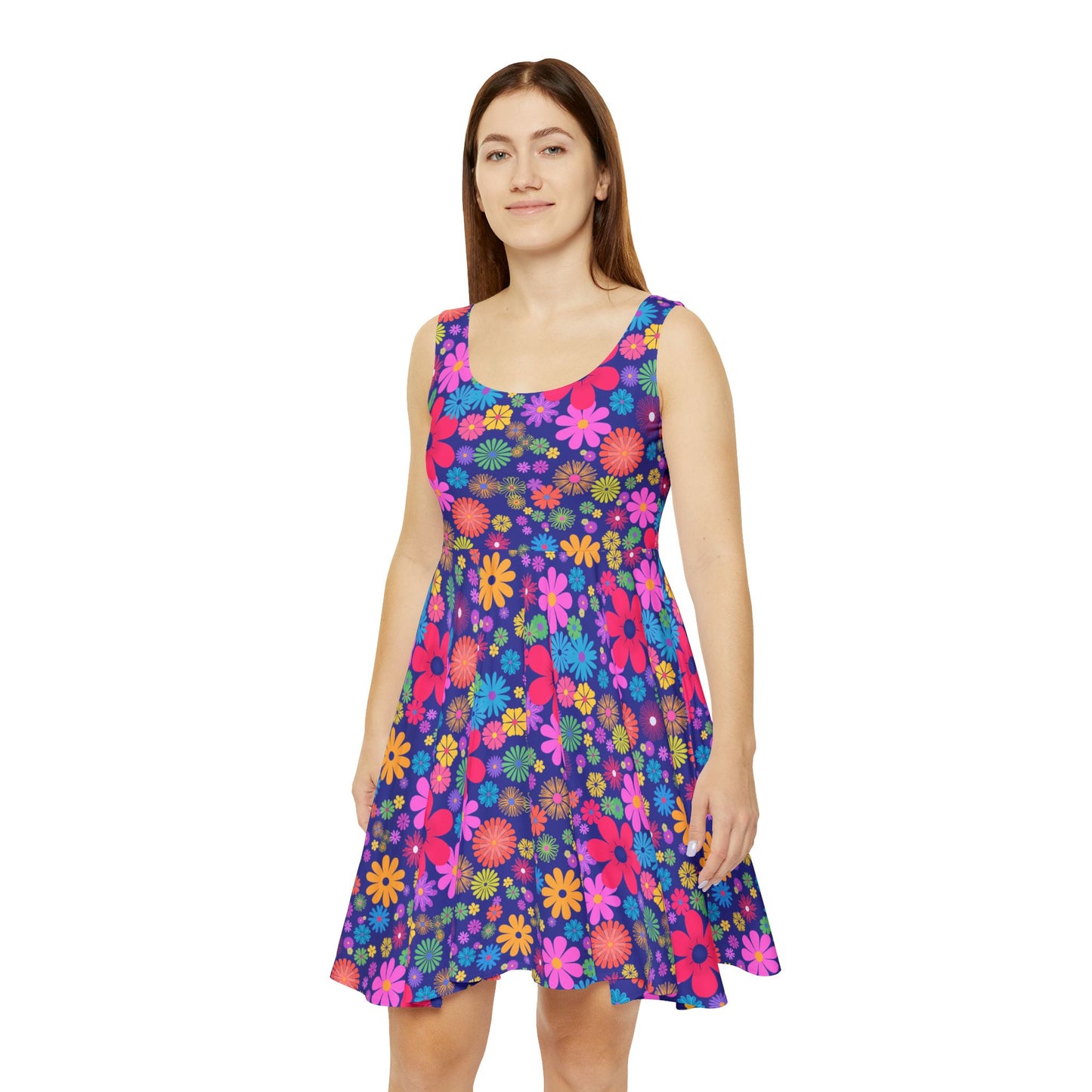 Ultra vibrant floral skater dress