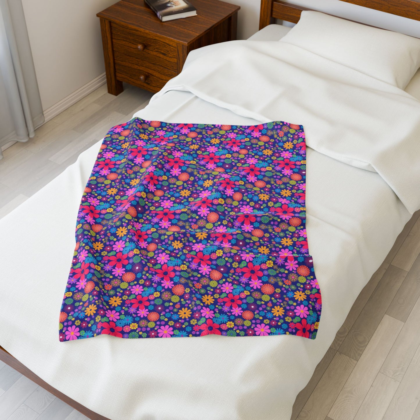 Colorful Floral Plush Blanket