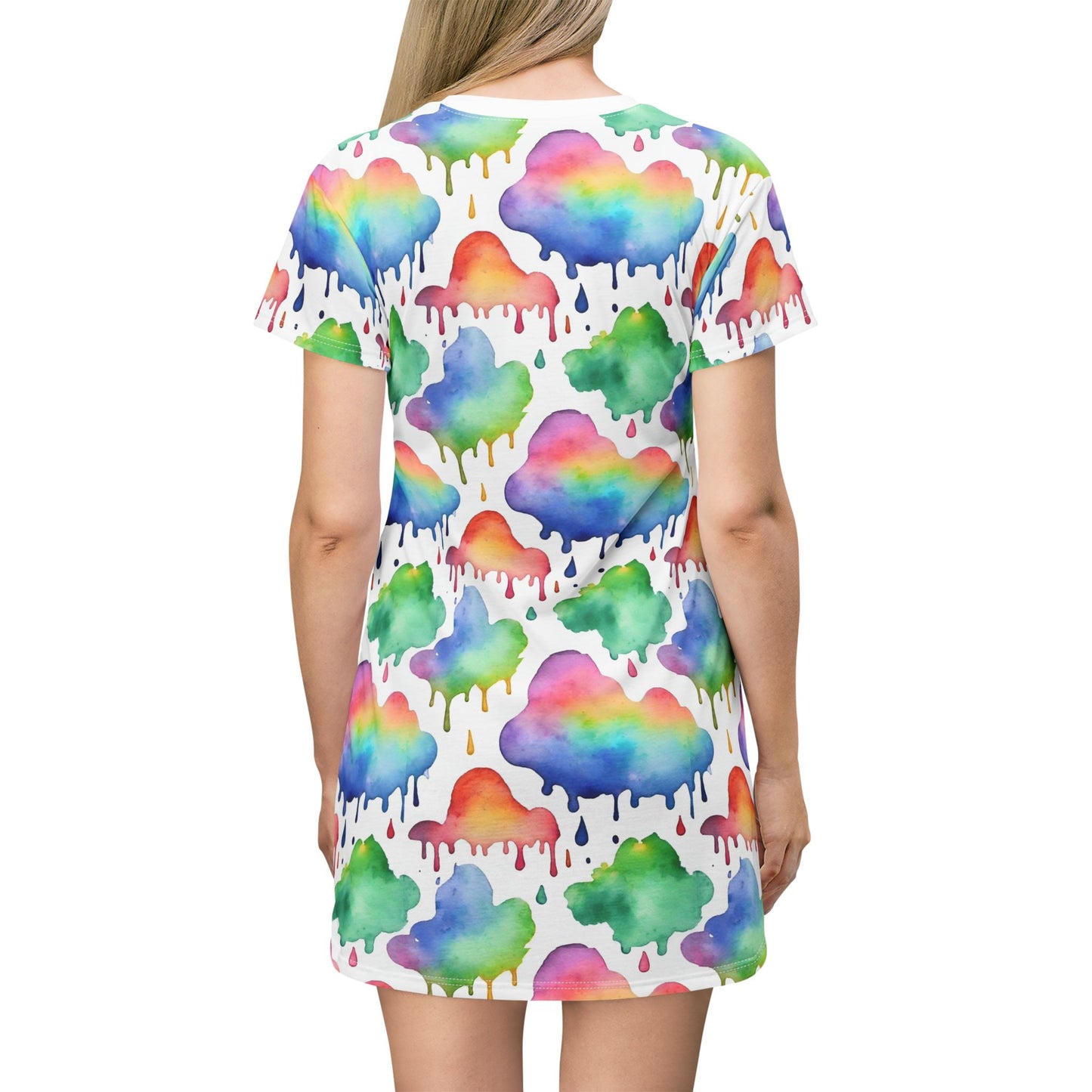 Colorful Watercolor T-Shirt Dress, Summer Dress, Casual Dress, Festival Wear, Gift for Her, Everyday Style, Comfortable Fashion