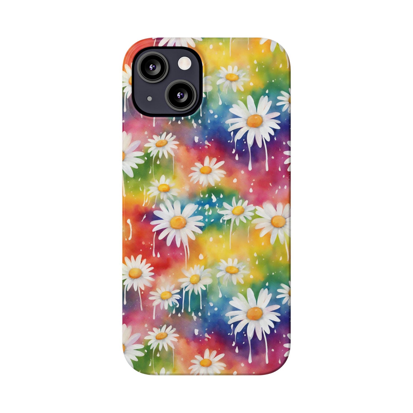 Daisy Rainbow Storm Slim Phone Case Protects And Beautifies